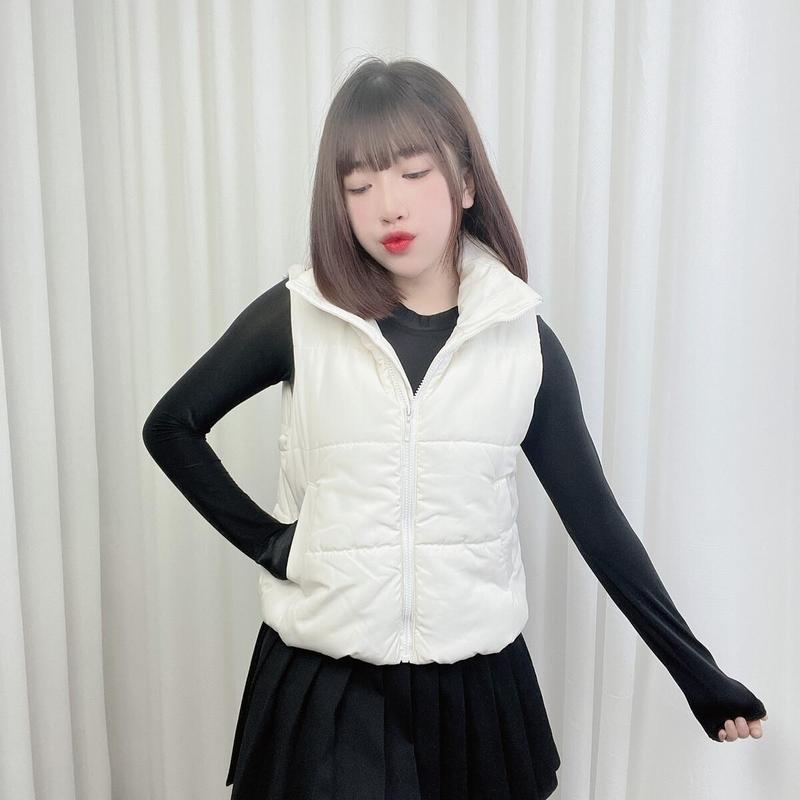 Áo Phao Nữ Kiểu Dáng Gile Màu Trắng Chất Liệu Dày Dặn Cao Cấp MKG - AGL01