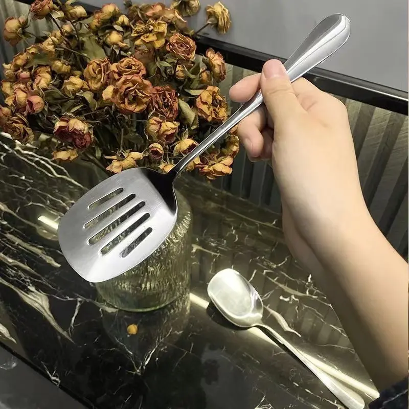 Thìa Nhà Bếp, Chất Liệu Thép Không Gỉ, Thìa Nấu Ăn, Dụng Cụ Nấu Ăn, Thích Hợp Cho Nồi Khô Và Đĩa Sắt, Thìa 3