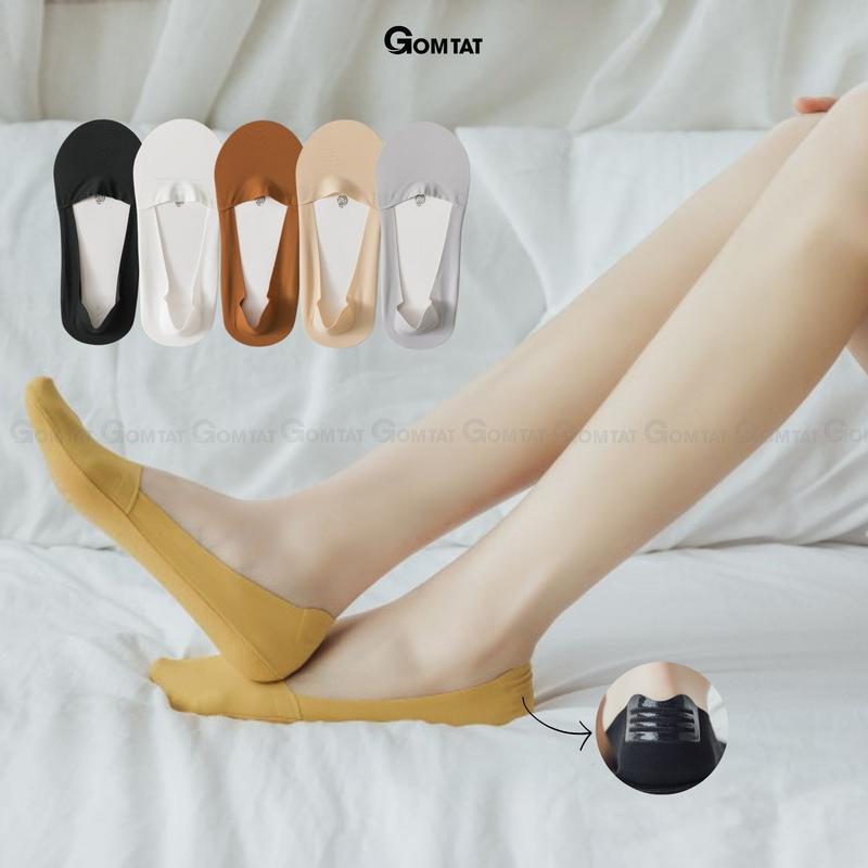 Combo 5 đôi tất lười lụa nữ không lộ chân, vớ đi giày búp bê chất liệu cotton mềm mại thấm hút thoáng khí, tất nữ đi giày búp bê, vớ lười nữ mang không lộ chân - TATLUA-UYE-7002-CB5