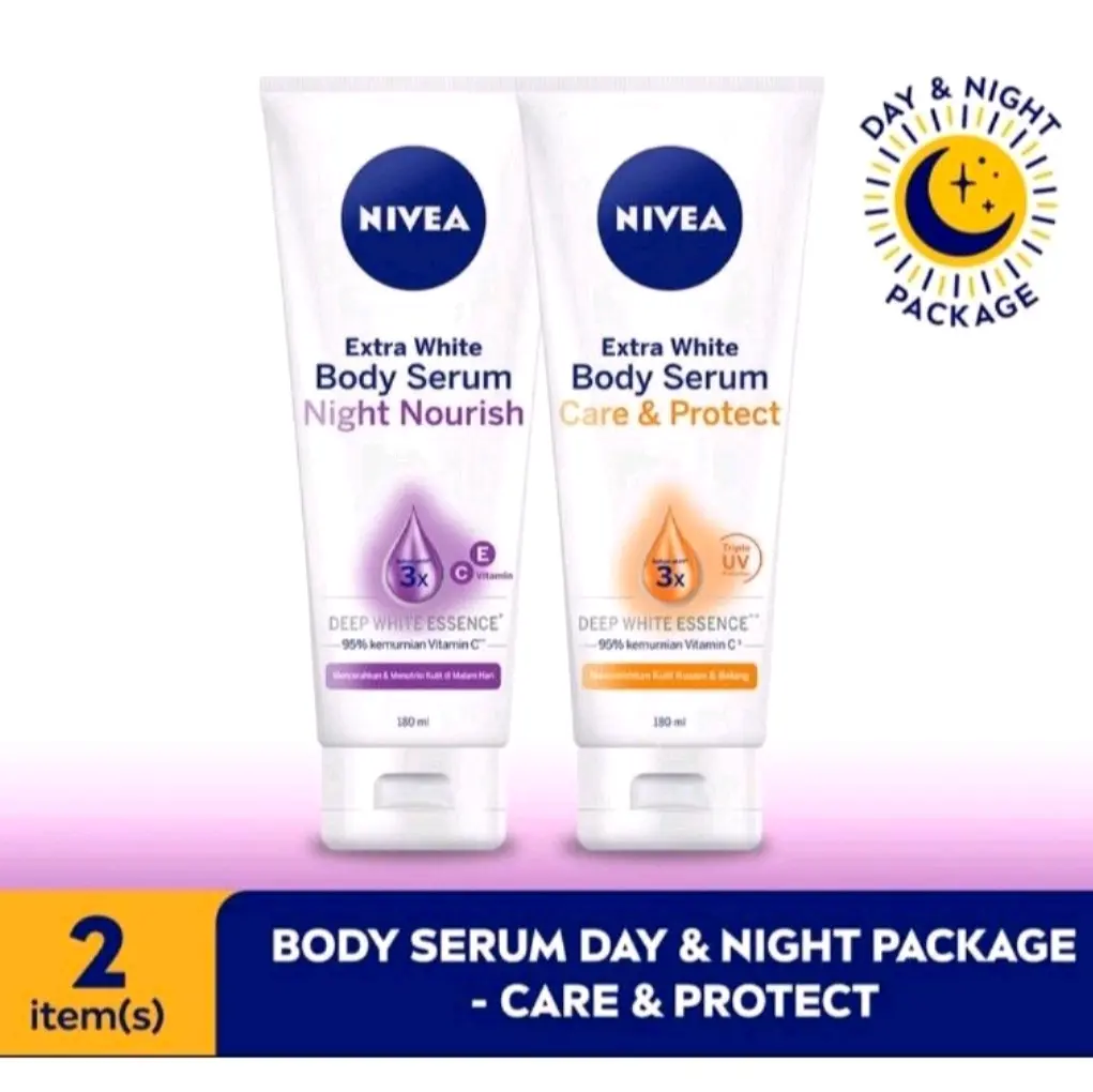 NIVEA Extra White Care & Protect Body Serum & Night  Noutish 180mL