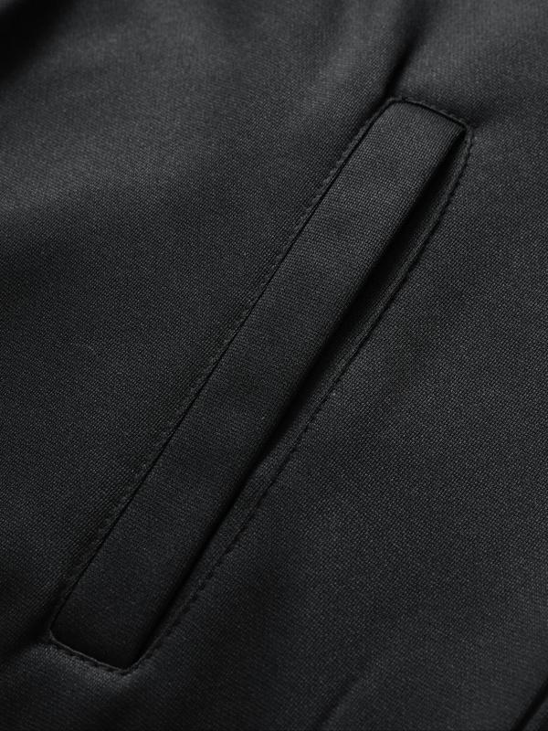 Men's Plush Lined Letter Embroidery Pocket Zip Up Jacket & Drawstring Waist Sweatshirt Set, Thermal Warm Casual Comfy Long Sleeve Stand Collar Outerwear & Pocket Trousers Set for Spring & Fall, Men's Two-Piece Outfits for Daily Wear 8