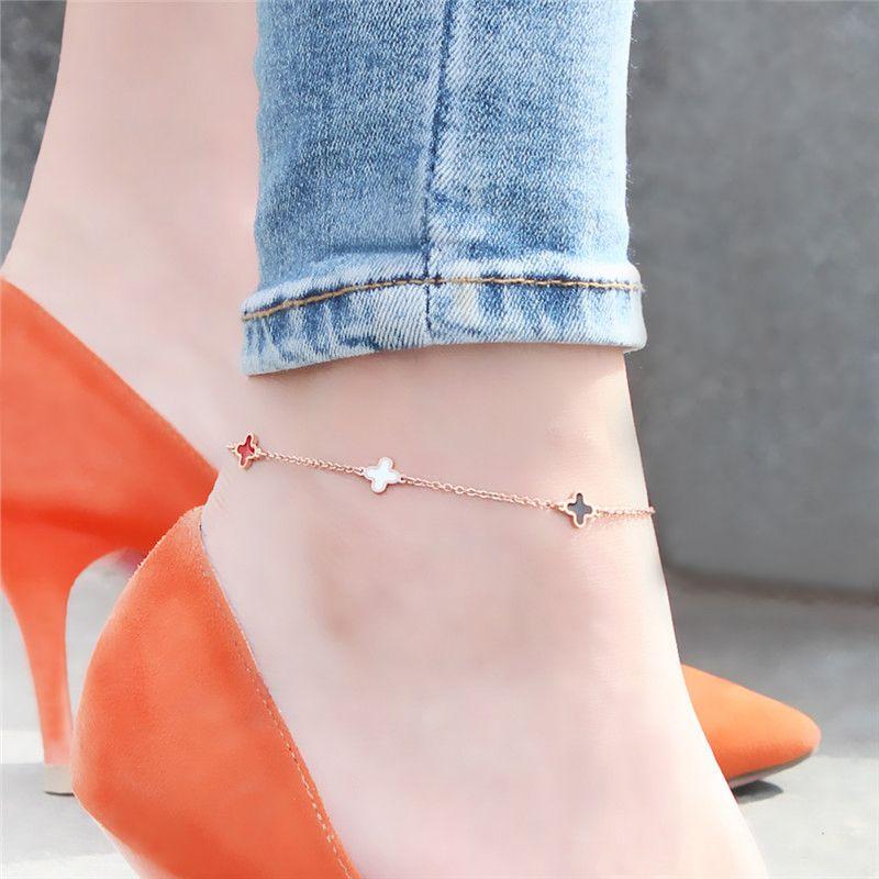 Lắc Chân Cỏ Ba Lá Mini, Chất Liệu Thép Titan Màu Vàng Hồng, Dành Cho Học Sinh Nữ, Phong Cách Hàn Quốc, Thiết Kế Đơn Giản Và Ins, Nhẫn Mắt Cá Chân, Trang Sức Người Có Ảnh Hưởng Trực Tuyến, Không Phai Màu Móc Khóa.vòng cổ nhắc nhở 44 3