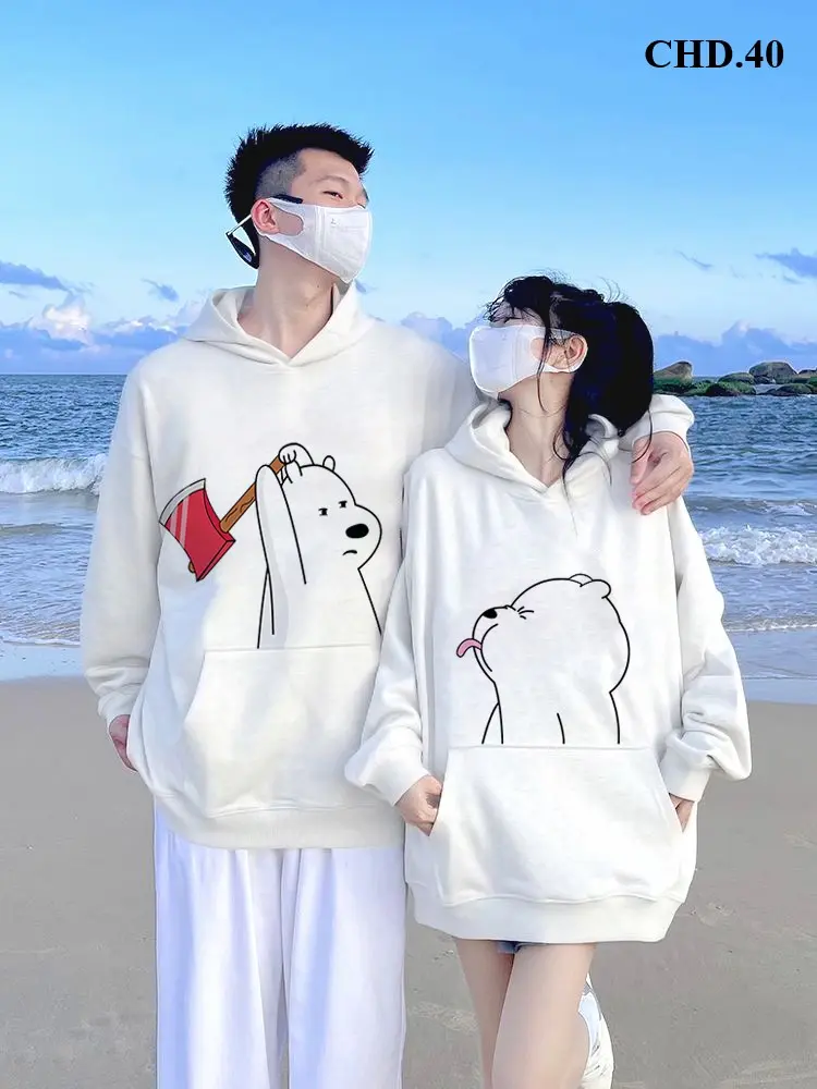 (GIÁ 1 ÁO) áo khoác cặp dễ thương hình gấu trắng CHD.40 Nữ Top