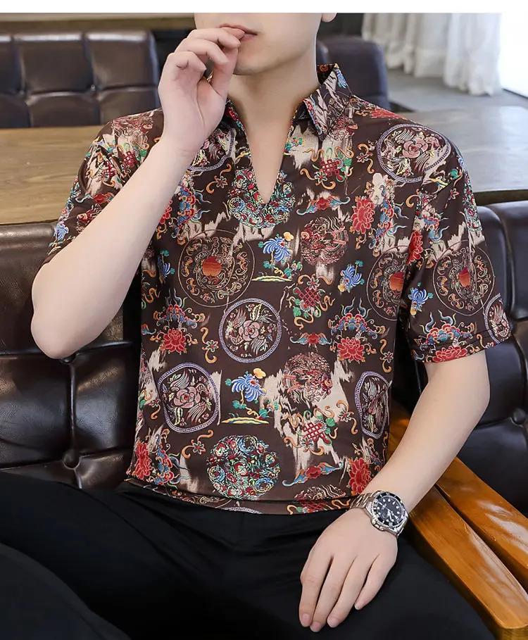 Product Introduction of summer loose casual harajuku Y2K perspective printed shirt male short sleeve fashion all-match streetwear pullover top men tee 11