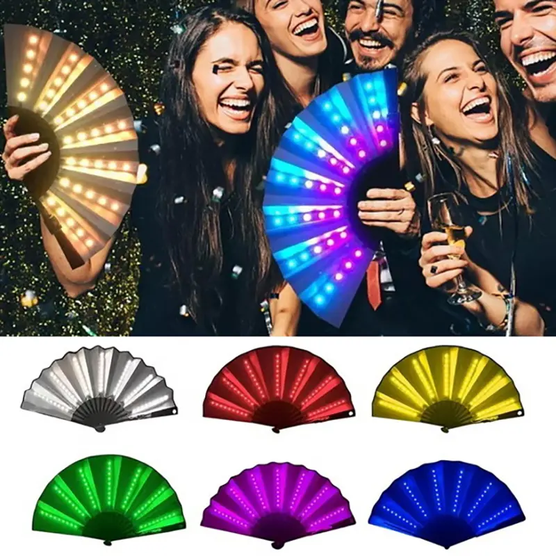Glow Folding Led Fan Dancing Light Fan Night Show Halloween Christmas ...