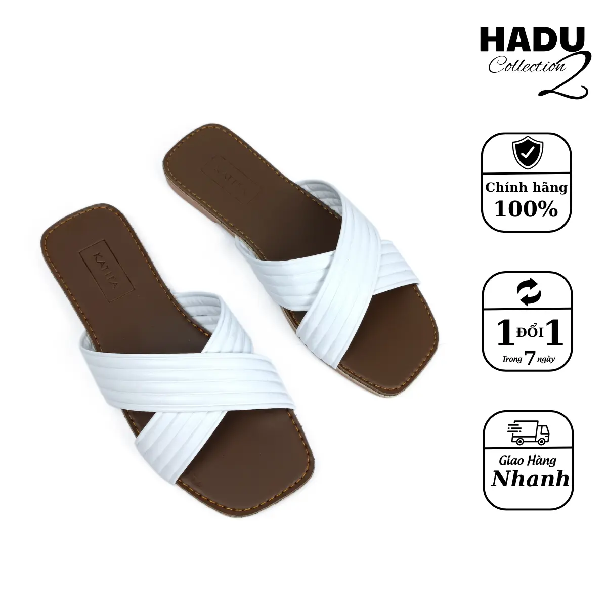 Dép Bệt Nữ Quai Chéo Sọc HADU K115D, Đế Cao Su Chống Trơn Trượt, Bảo Hành 12T DéP Shoes GiàY