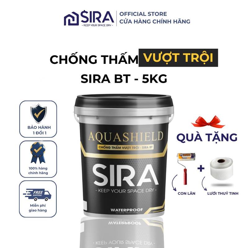 Livestream 4KG - Sơn Chống Thấm Sira BT Màu Đen - Chống Thấm Mái Tôn Sàn Nhà Vệ Sinh Ống Hộp Kỹ Thuật Bể Cá