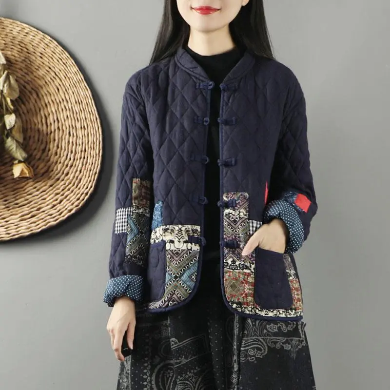 Áo Khoác In Hình Dài Tay, Dành Cho Nữ, Phong Cách Dân Tộc, Thiết Kế Cổ Điển Ngắn Và Dáng Rộng Vừa Vặn, Hiệu Ứng Bó Sát, Áo Khoác Thường Ngày