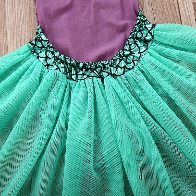 Baby Girls Summer Clothes Set Sleeveless Lace-up Mermaid Romper with Tulle Tutu Skirt + Headband 2Pcs Casual Beach Outfits 4