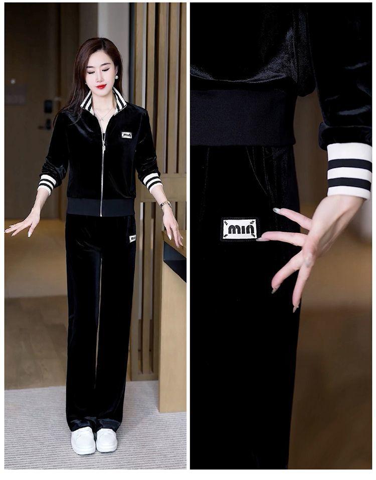 Product Introduction of Bộ Đồ Thể Thao, Nhung Vàng, Dành Cho Nữ, Mùa Xuân Và Mùa Thu, European Station, Ngoại Cỡ, Thời Trang Và Phong Cách, Trẻ Trung, Quần Ống Rộng, Bộ Hai Mảnh, Hàng Mới Về 17