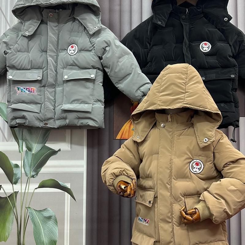  Áo phao nhung lì dài tay bé trai 14-40kg áo 3 lớp dày ấm ,họa tiết phi hành gia ép cao tần và túi hộp 2 bên ,mũ tháo rời 