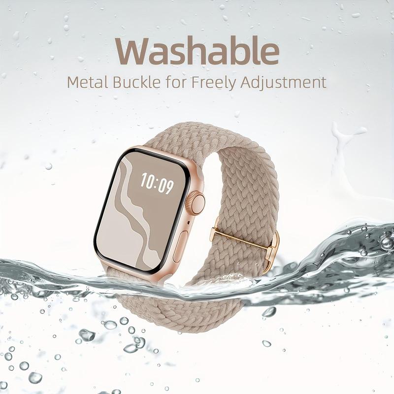 Braided Solo Loop Compatible with Apple Watch Band, Adjustable Stretchy Bands Elastic Sport Wristbands for iWatch Series 9 8 7 6 5 4 3 2 1 SE Ultra 2, Smart Watch Straps, Smartwatch Strap, Wearable 3
