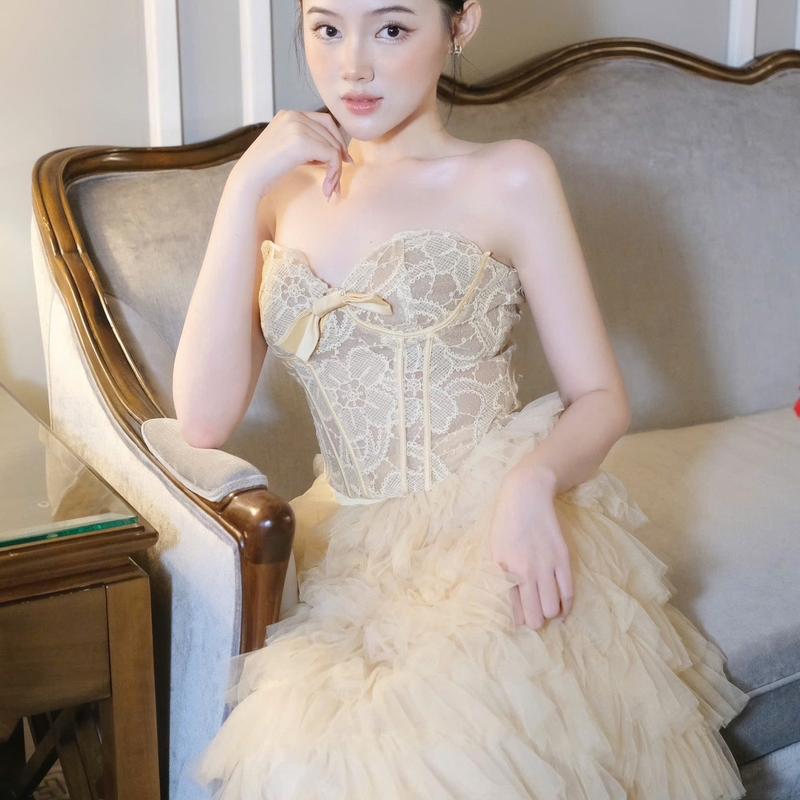 ĐẦM ÁO CÚP REN CHÂN VÁY XOÈ  BY OANH BIBI - 1523 2