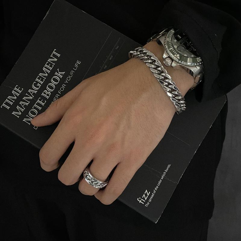 Combo Lắc tay nam + nhẫn nam titan cao cấp thời trang rẻ đẹp thép không gỉ kiểu lặc kép vuông phong cách trangsucpt PTLTNA104 Cao Su Pin vòng  tay vòng  đẹp lactay nam Phụ Kiện