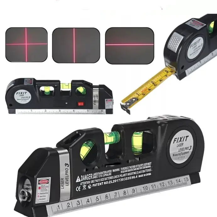 Waterpass Laser 4 in 1 Ada Penggaris & Meteran - Perkakas LevelPro Multifungsi Fixit Laser Level Pro 3