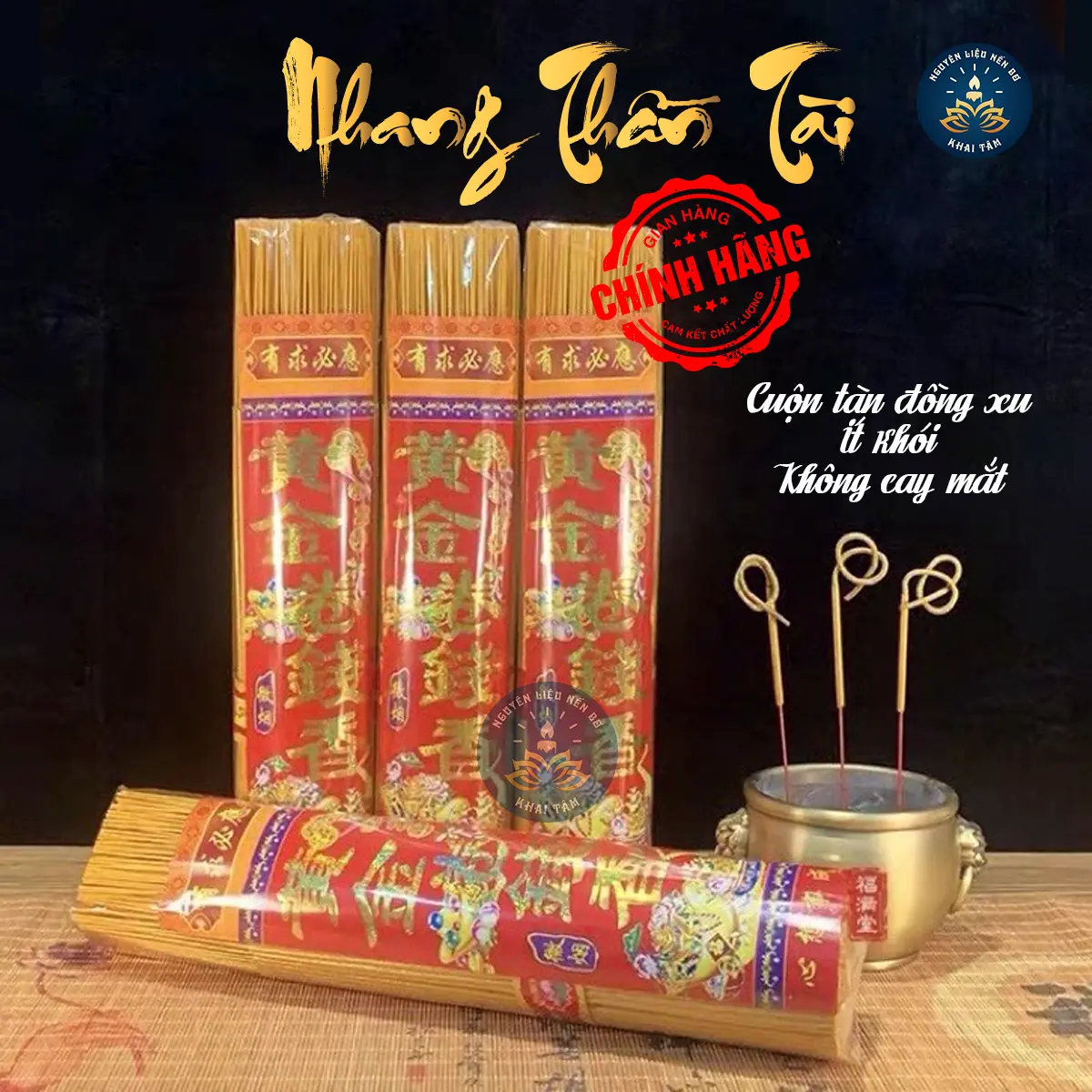 0.5 Kg Nhang Cuộn Tàn Thu Hút Tài Lộc, Nhang Nhũ Vàng, Ít Khói, Mùi Nhẹ