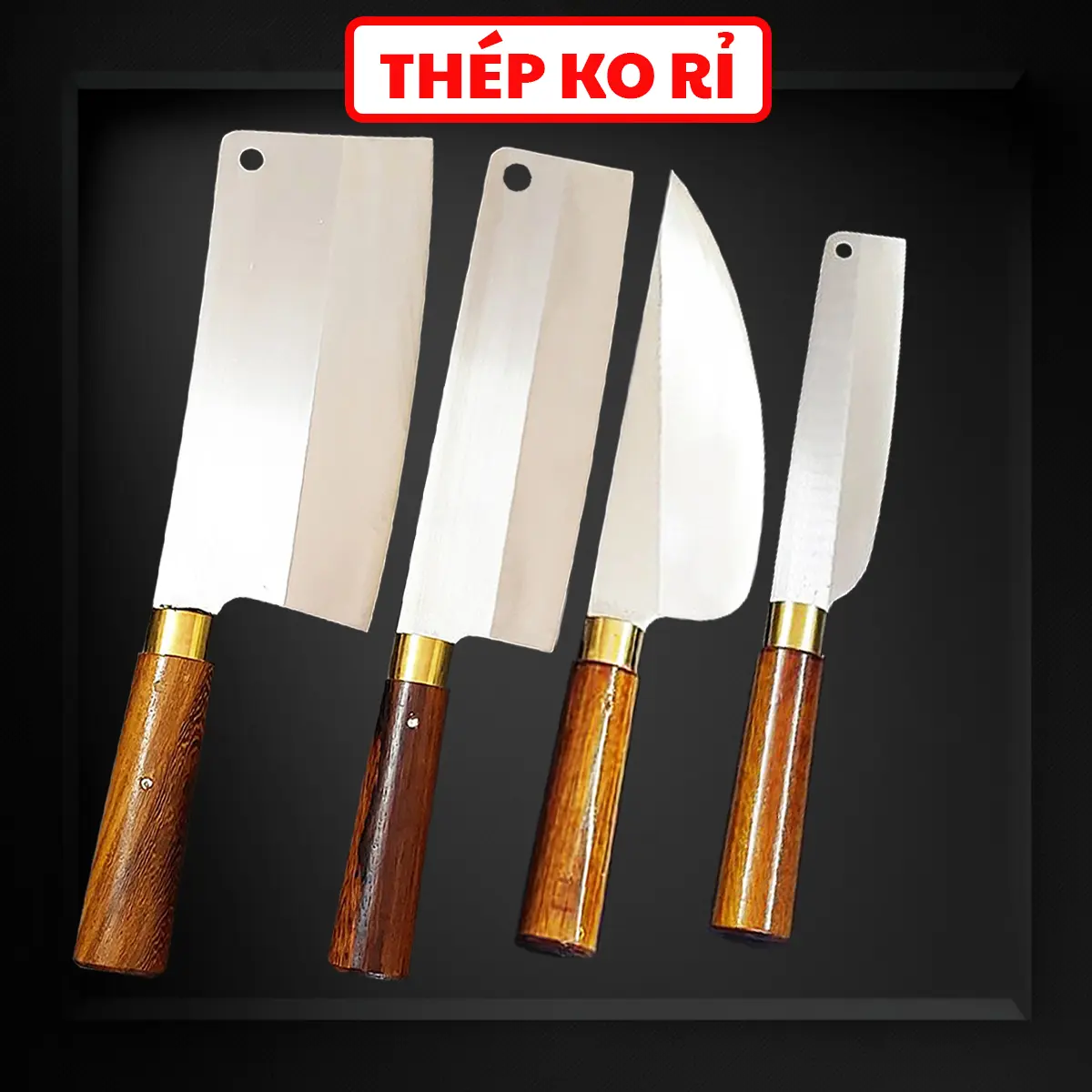 Bộ dao nhà bếp không gỉ siêu bén cán gỗ cao cấp - GIA DỤNG TIẾN LỘC