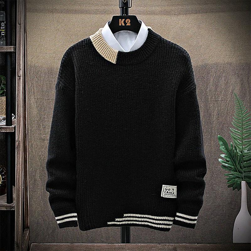 Áo len nam cổ tròn phối cổ dài tay hạt gạo cao cấp cực ấm AL09 Micado Menswear Top Dệt