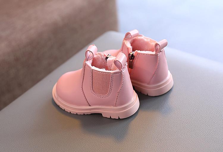 Product Introduction of Baby Boots Autumn Winter Infant Warm Fur Shoes Newborn First Walkers Baby Toddler Boy Girl PU Leather Ankle Boots Beige, Pink 10