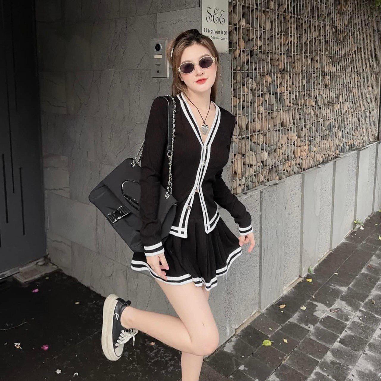 Thời Trang Bigsize Set Váy Áo Có Lót Quần Trong Vải Thun Tăm Bigsize 50-100kg Top Nữ Women Đen - A.1229