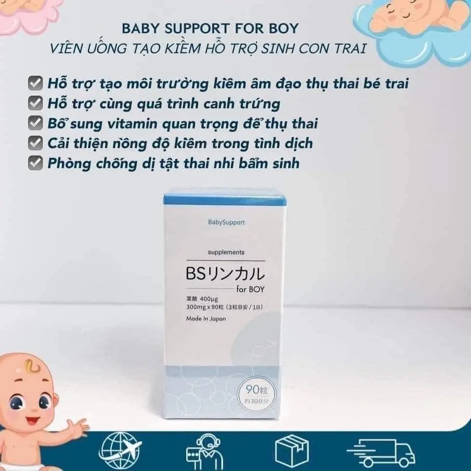 Rincal BS for boy 90 viên/ viên uống tạo kiềm Nhật bản/hỗ trợ sinh bé trai