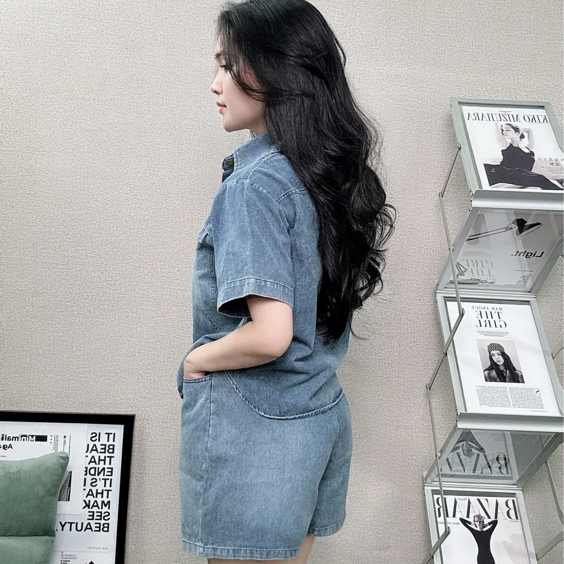 Set jeans nữ kèm quần đùi lưng thun.Sét bò nữ thời trang cao cấp ms -160 Women Áo năng động zipper Top Kem