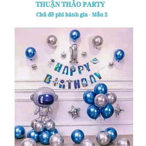 Combo trang trí sinh nhật thôi nôi chủ đề phi hành gia tặng kèm tên bé - Thương hiệu uy tín
