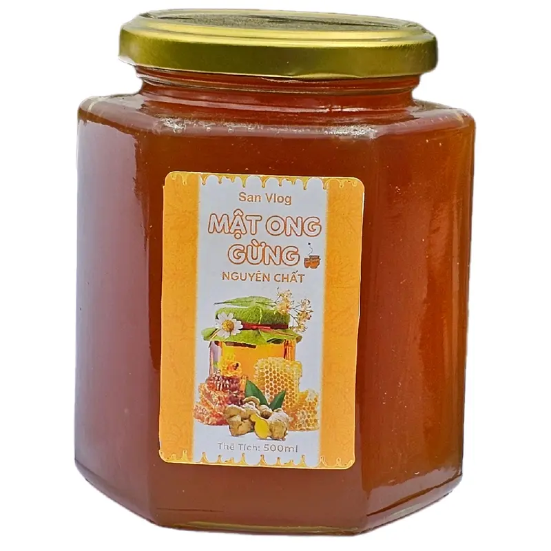 Mật Ong Gừng - Nhanh Kết Tinh - Nguyên Chất - Đặc Sánh - Hũ 500ml 0