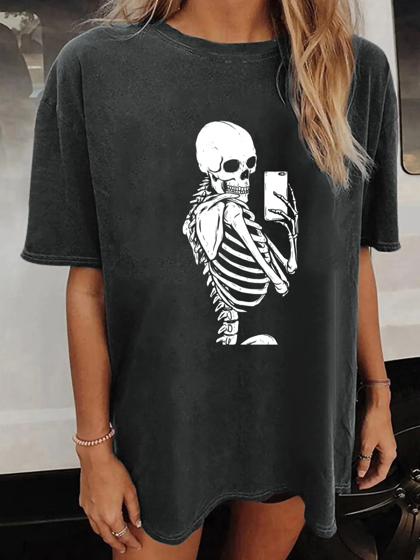 Women's Halloween Graphic Round Neck Baggy Tee, Summer Clothes Women, Vintage Trendy Casual Short Sleeve T-shirt, Ladies Summer Outfit