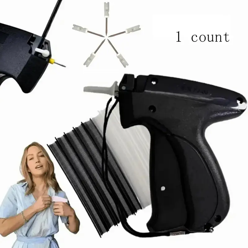 Quick Clothing Fixer, 1 Set Including 1 Count Handheld Tag Attacher Gun with 6 Counts Needles & 1000pcs Glue Needles, Sewing Tool Kit for Retail Hang Price Fabric Garment Label 5