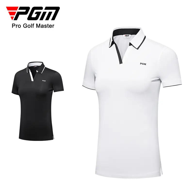 [PGM] Golf Clothing Women's Short-Sleeved T-shirt Sports Fabric Slits Lower Hem V-neck Design Fashion Clothing Yf553