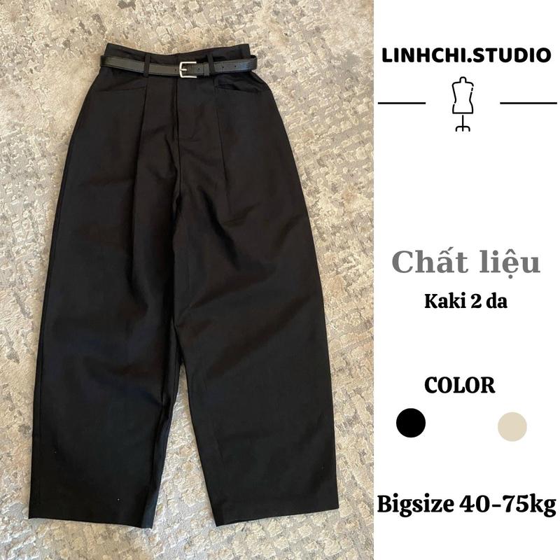 Quần baggy chất kaki 2 da+thắt lưng (có bigsize)_Linhchi.studio
