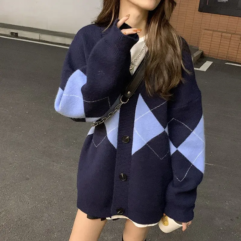 [BISA COD] DIAMOND SQUARE CARDI KOREAN CARDIGAN SWEATHER KOREA SWEATER WANITA BAHAN RAJUT PREMIUM - 9