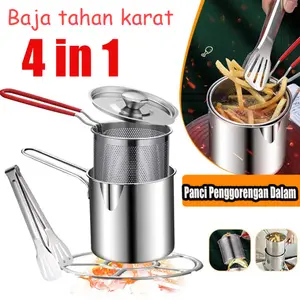 Panci Deep Fryer 4in1 - Panci Multi Fungsi Penggorengan Rebus - Panci Groreng Stainless Steel