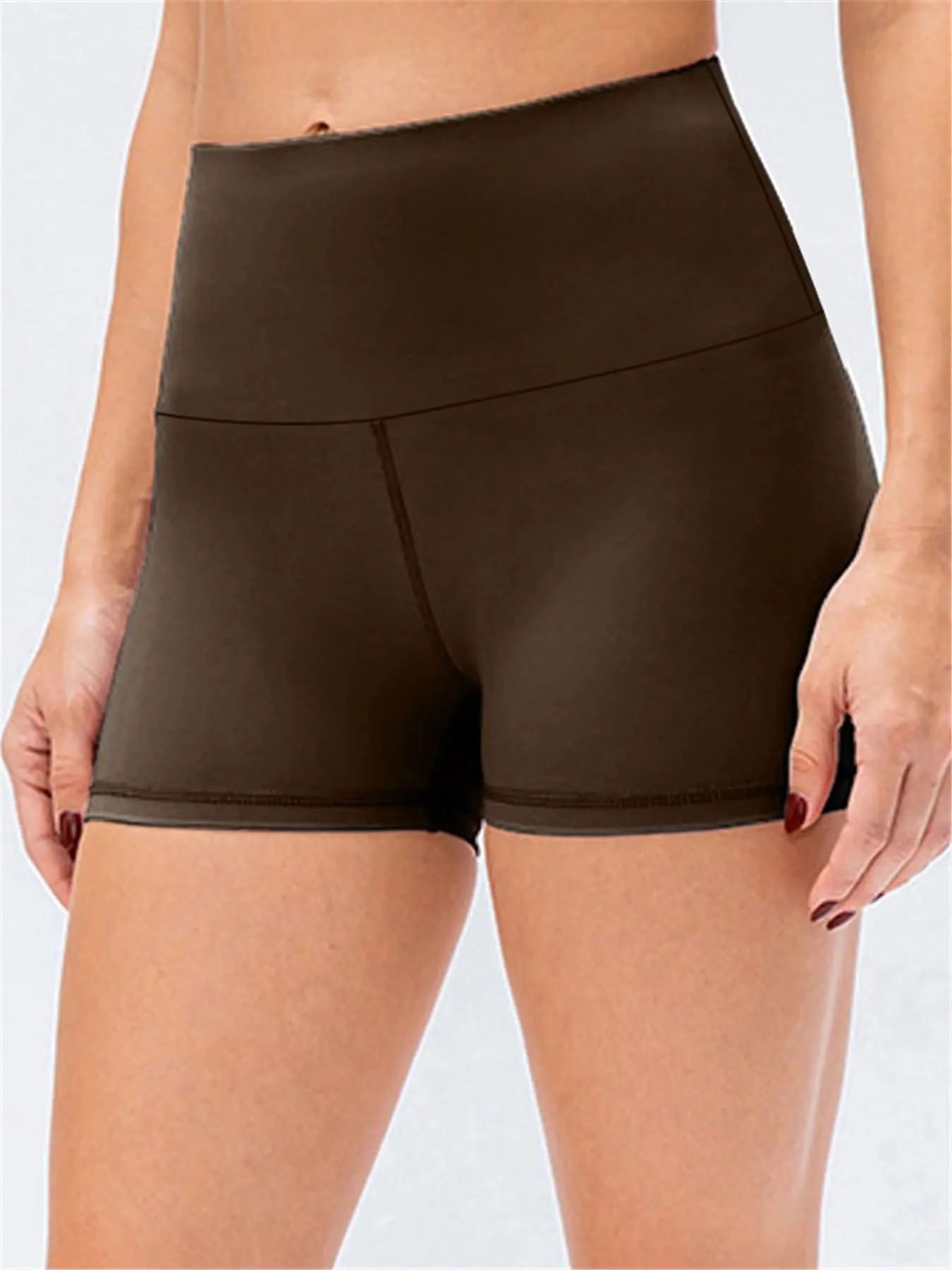 Women's Solid High Waist Gym Shorts, Comfy Breathable Skinny Shorts for Yoga Gym Workout Running, Ladies Sportswear for All Seasons