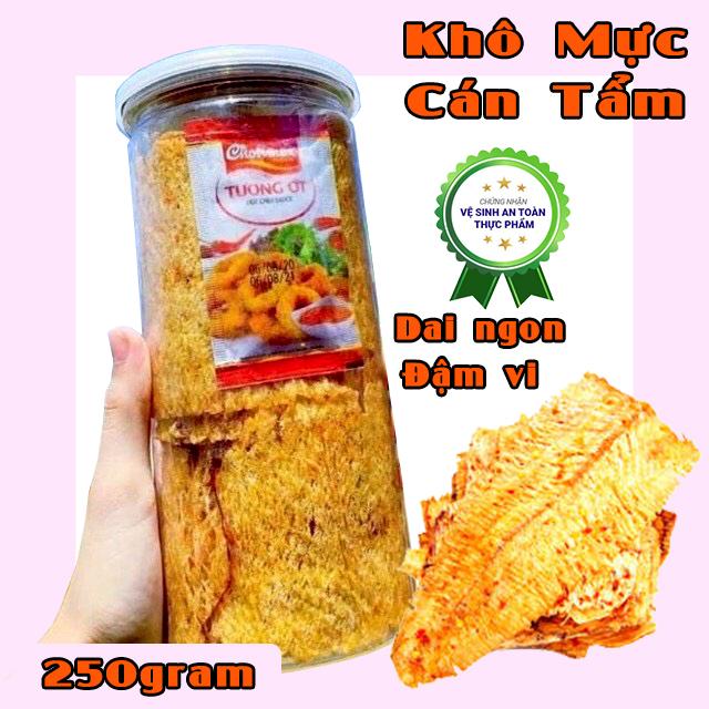 Mực Cán Tẩm Vị Cay Cay , Kèm Tương Ớt, Hũ Pet 250gram
