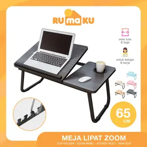 Rumaku Meja Laptop Lipat Foldable Desk Zoomer / Meja Belajar Serbaguna Bahan Kayu HPL dan Kaki Besi Kokoh Furniture
