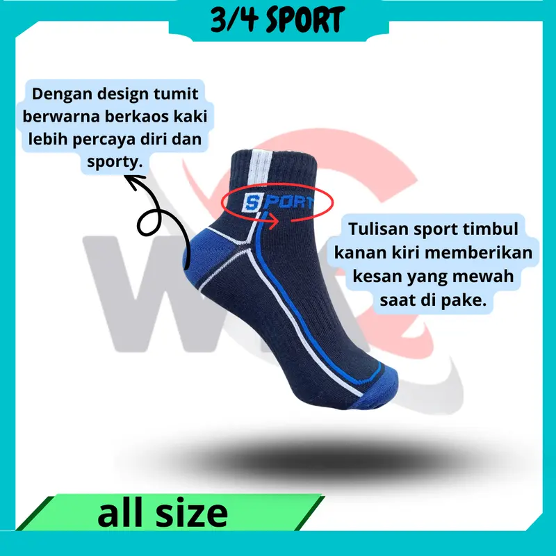Promo 3 6 12 Pasang Kaos Kaki Sport Premium Semata Kaki Cowok Cewek Bahan Tebal Motif New kaus Kaki Olahraga lari Senam Bersepeda Jaya Abadi Kaos Kaki 3