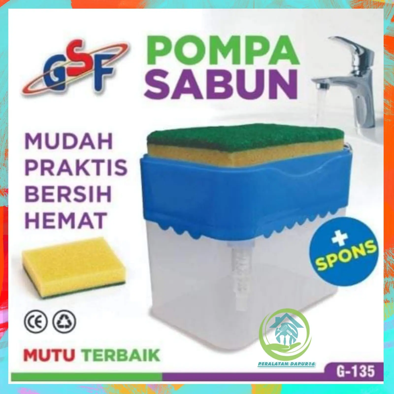 POMPA SABUN + SPON CUCI PIRING / POMPA SABUN GSF G-135 / DISPENSER SABUN CUCI PIRING MURAH