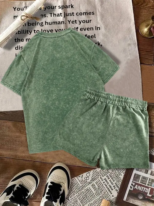 Two-piece Set Women's Cherry Print Tee & Shorts, Casual Round Neck Short Sleeve T-shirt & Shorts, Ladies Summer Clothes for Daily Wear, Suits, Womenswear 8