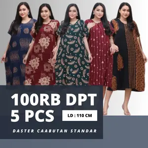 PAKET HEMAT 5PCS DASTER CABUTAN STANDAR RAYON SUPER BUSUI BUMIL Batik Fit Printing Kancing Panjang Wanita Dress Pendek Tidur