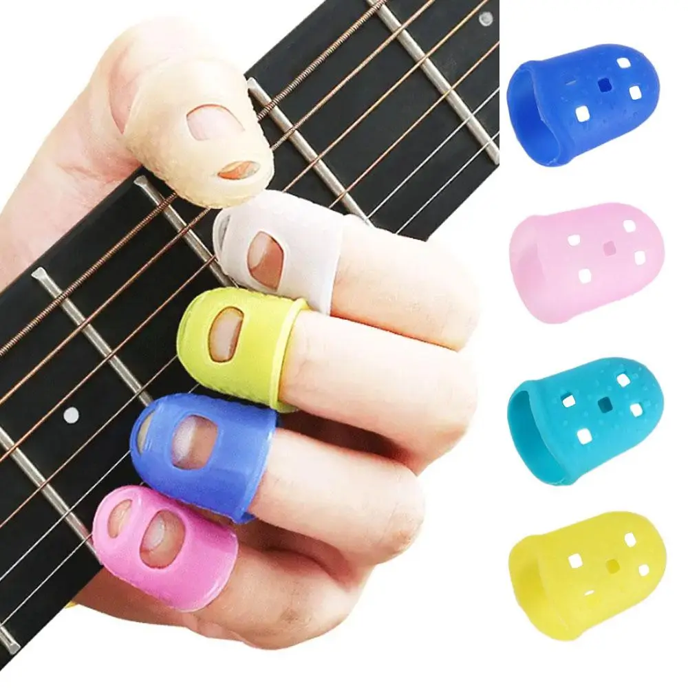 4pcs/set Confidence Non-Slip Guitar Fingertip Protectors Rubber Thimble DIY Craft Glove Silicone Finger Guards Sewing Cooking Tool Guitar Accessories Ukulele