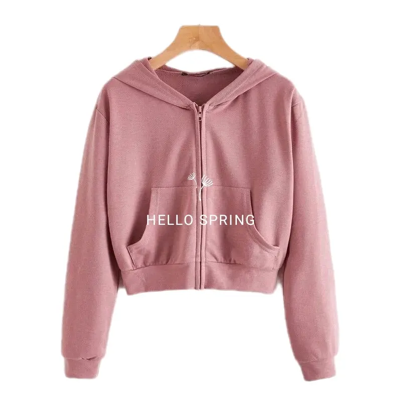 Jaket Hoodie Crop Zipper Kekinian Dengan Fleece Lembut Wanita Sweater Oversize Nyaman 0