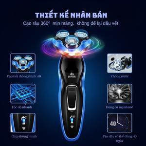 Máy Cạo Râu 4D Đa Năng 3in1, Cạo râu, Tỉa lông mũi, Cắt tóc, máy cạo râu khô cho nam 3 lưỡi dao thay thế dễ dàng. Bảo hành 1 năm