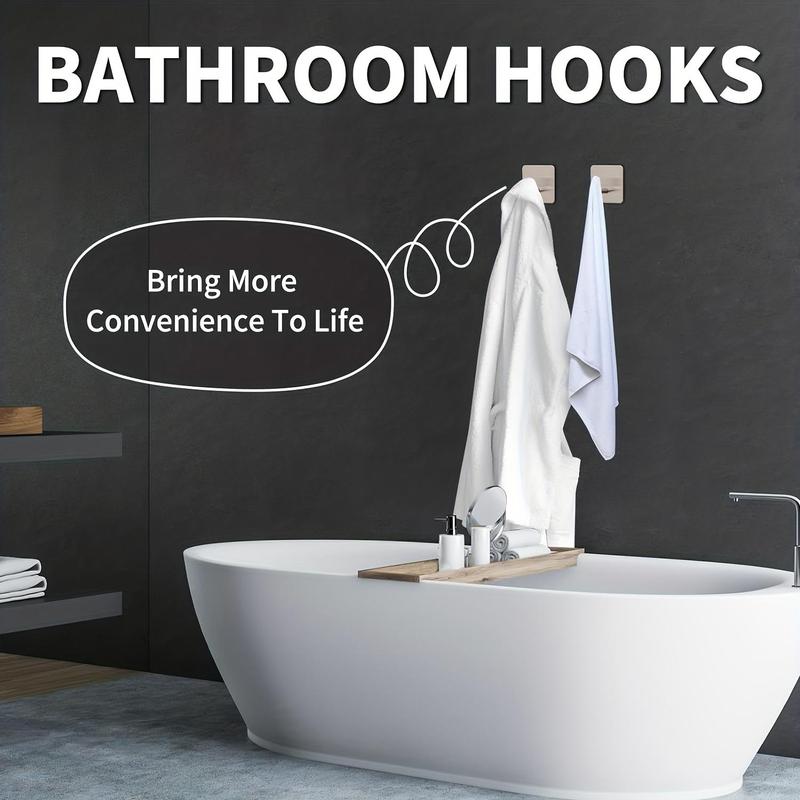 Modern Wall Mounted Sticky Hook, 4 Counts/set Heavy Duty Adhesive Towel Hook, Modern Stainless Steel Sticky Hooks for Bathroom Kitchen Bedroom, Storage Organizers 4