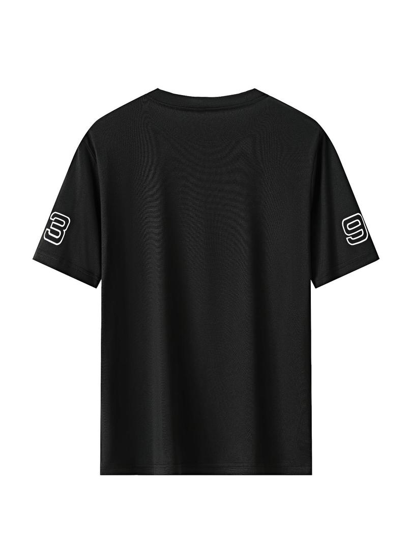 Product Introduction of Men's Letter Print Round Neck Tee, Regular Fit Casual Short Sleeve Crew Neck T-Shirt for Summer, Fashion Men's Top for Daily Wear 2