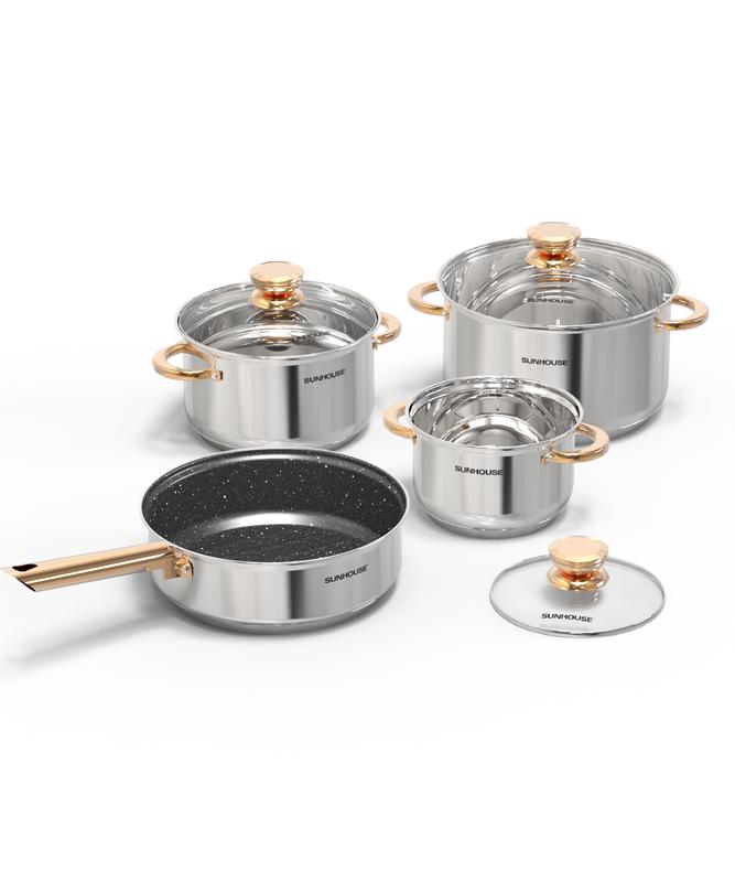  BỘ NỒI CHẢO TIỆN DỤNG INOX 5 ĐÁY SUNHOUSE SHG789 