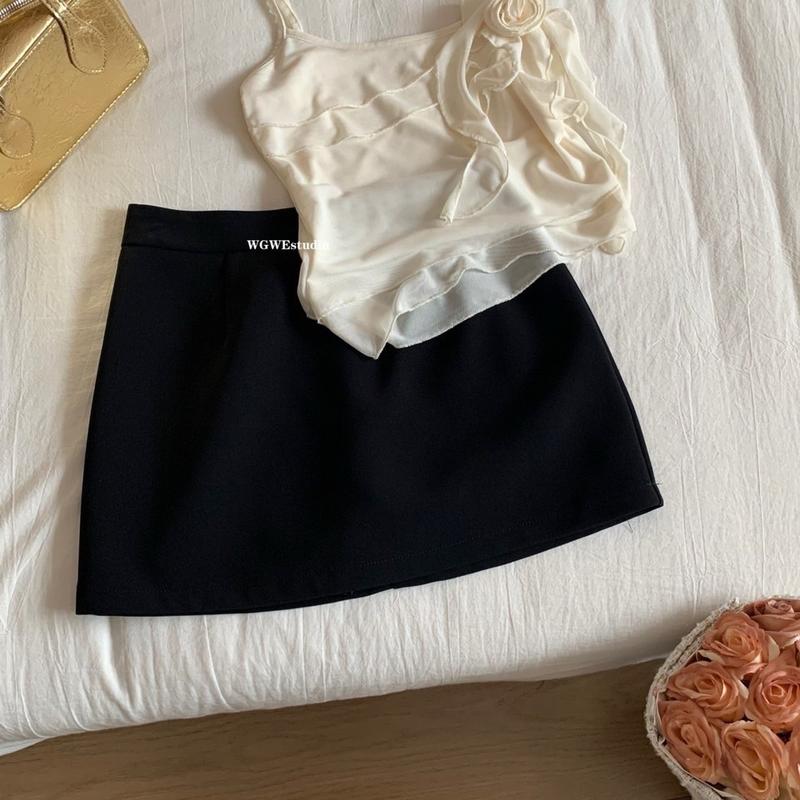 Chân váy chữ A dáng ngắn Wg We studio, 2 màu, cạp phẳng