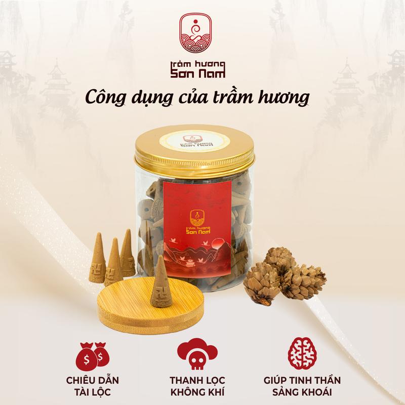 [Sơn Nam] Nụ Trầm Hương Tự Nhiên Chữ Vạn Cao Cấp lưu hương lâu (tặng kèm lư sư + 4 khoanh vân mây trị giá 70k)