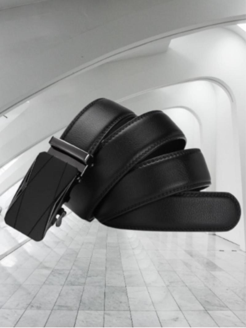 Product Introduction of Men's Minimalist Casual Plain Color Automatic Buckle Belt, Fashion PU Leather Belt for Business & Leisure, Trendy All-match & Exquisite Belt for Birthday Gift 0